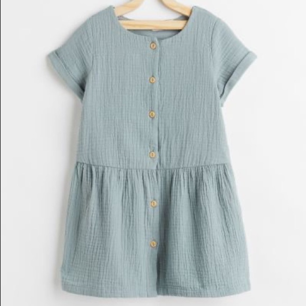 SOLD!!! NWT H&M Blue Double Weave Cotton Dress (3-4Y)